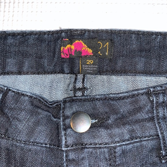 Folded Cuff Raw Edge 5 Pocket Dark Wash Denim Shorts - Picture 6 of 16